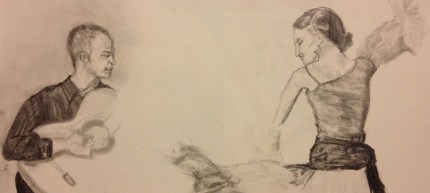 Studying motion - guitarist & flamenco dancer